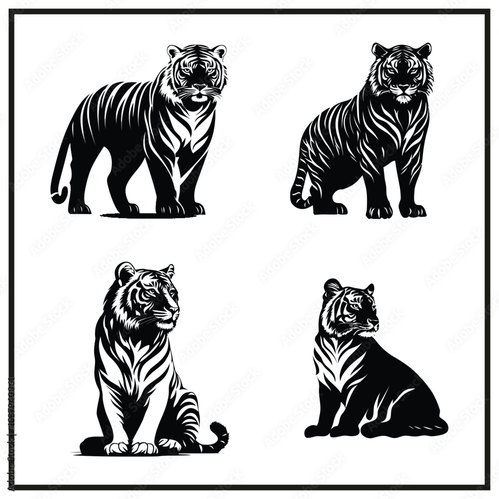 Naklejka premium Tiger Clipart Silhouette