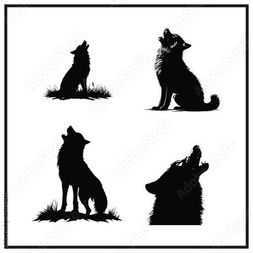 Wolf Howling Clipart Silhouette