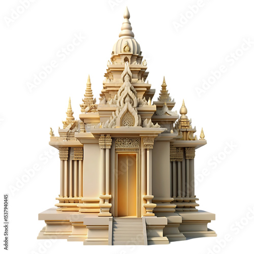 Detailed 3D Render:  Southeast Asian Temple Architecture