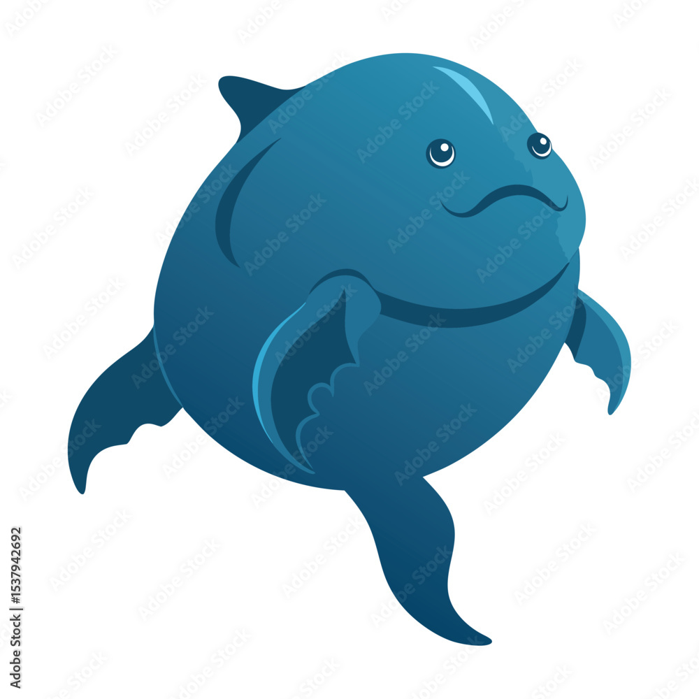 Fototapeta premium Blobfish in Simplified Form An Engaging Cartoon-Style Silhouette of the Famous Deep-Sea Fish, Ideal for Kids' Content, Educational Materials, or Quirky Marketing.eps