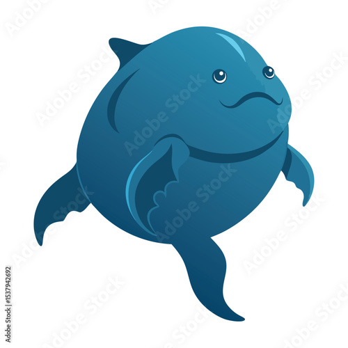 Blobfish in Simplified Form An Engaging Cartoon-Style Silhouette of the Famous Deep-Sea Fish, Ideal for Kids' Content, Educational Materials, or Quirky Marketing.eps