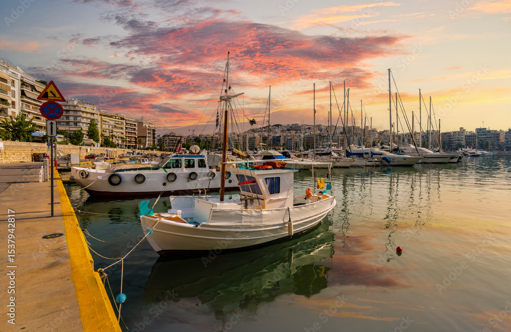 Fototapeta premium The Piraeus Marina view in Greece