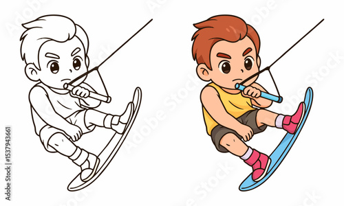 man wakeboarding coloring page for kids