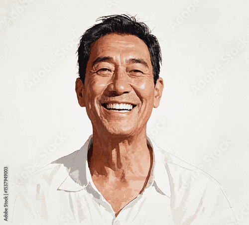 Uncontained grin very happy man isolated watercolor vector illustration svg