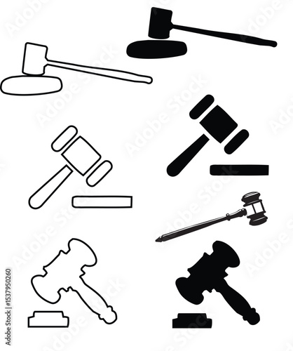 Gavel silhouettes representing law and justice.