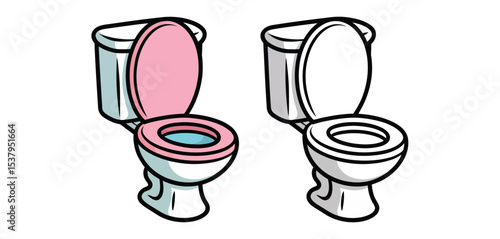 Cartoon Toilet Illustration with Pink and White Options