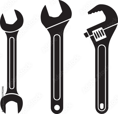Tools vector wrench icon. Spanner logo design element. Key tool isolated on white background.