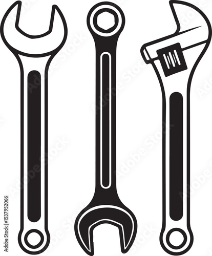 Tools vector wrench icon. Spanner logo design element. Key tool isolated on white background.