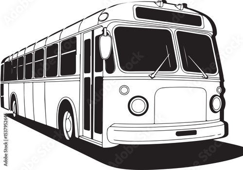 Large passenger bus icon. Black silhouette. Side view. Vector simple flat graphic illustration. Isolated object on white background. Isolate. 