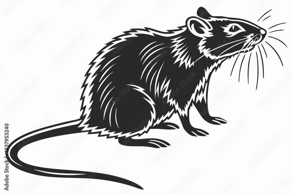 Obraz premium rat sihouette black vector