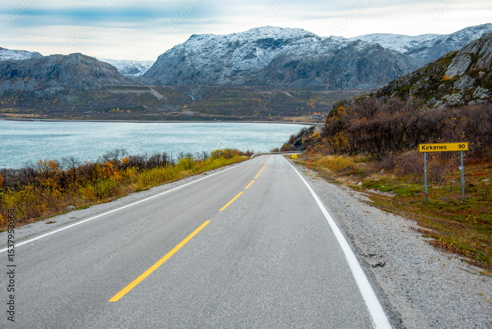 Naklejka premium European Route E6 in Finnmark County - Norway