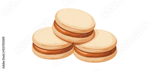 Delicious Caramel Filled Alfajores Cookies Stacked