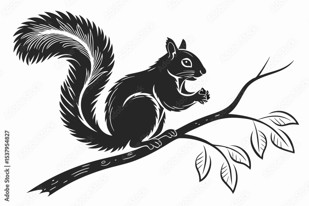 Obraz premium squirrel sihouette black vector