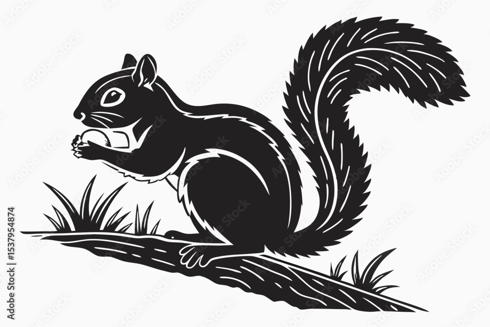 Naklejka premium squirrel sihouette black vector
