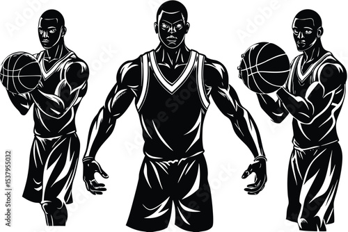 Basketball Players Vector Set