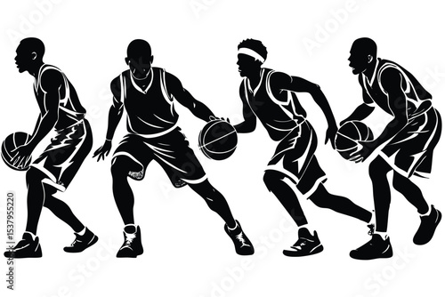 Basketball Players Vector Set