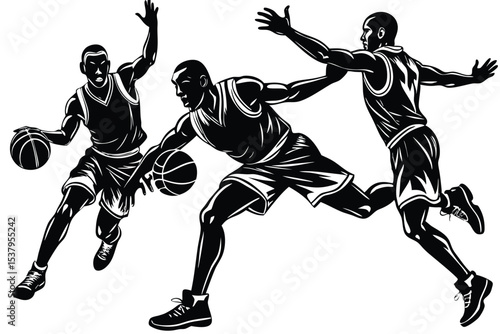 Basketball Players Vector Set