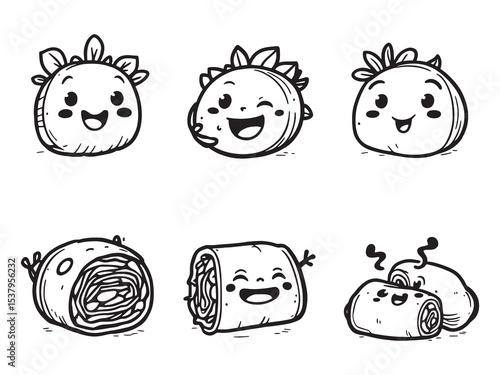 spring rolls clear vision simple line art