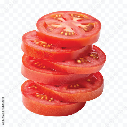 realistic 3d stack of sliced tomato isolated on transparent background