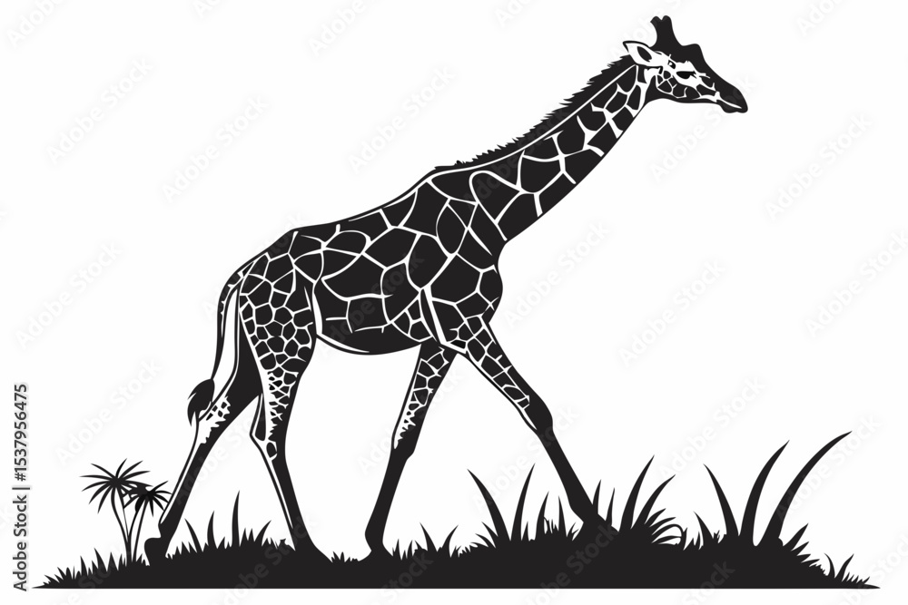 Naklejka premium giraffe sihouette black vector