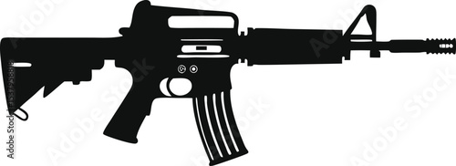 Silhouette of an Assault Rifle A Symbol of Modern Warfare Precision Engineering and Controversial Debates Surrounding Gun Control and Military Applications