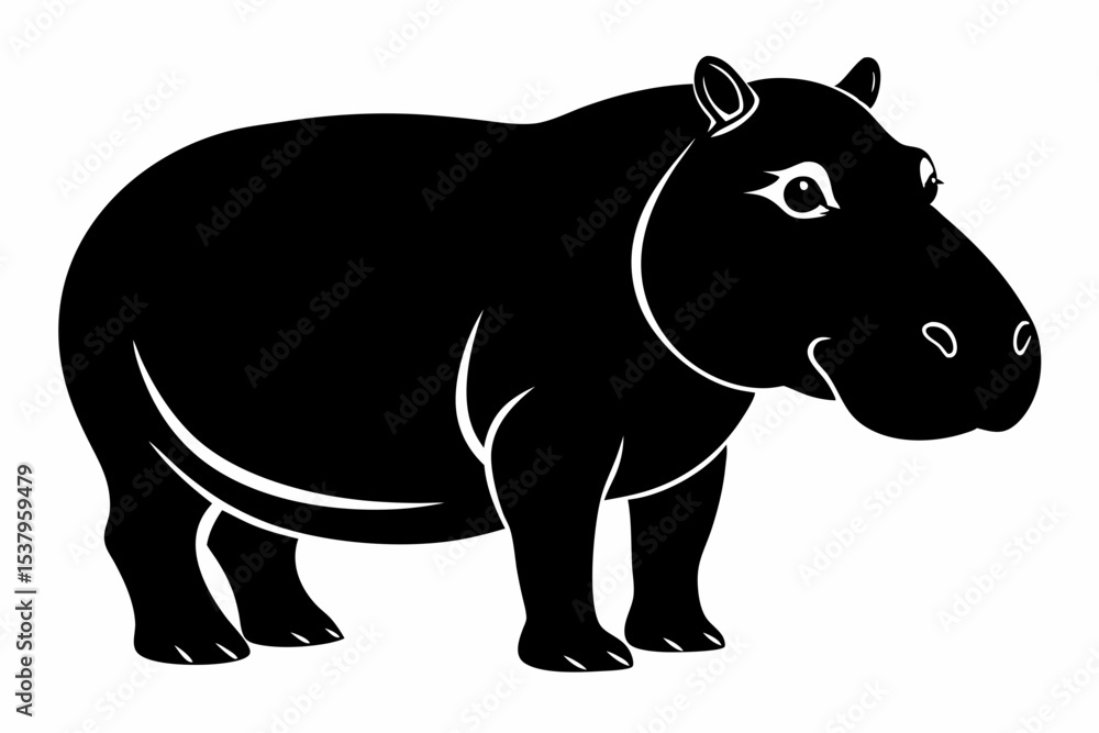 Obraz premium hippopotamus sihouette black vector