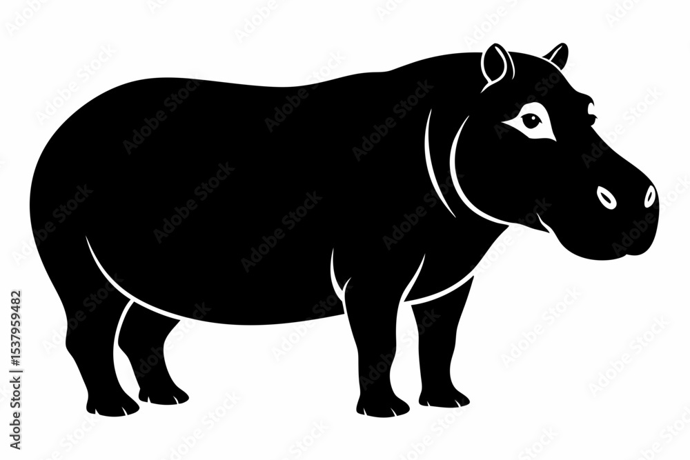 Obraz premium hippopotamus sihouette black vector