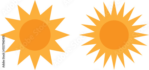 Yellow,sun and sunlight. Hot solar energy for tan. Vector sign,yellow sun icon Sun simple icons collection. Vector illustration Yellow sun icon set, sunshine and solar glow,
