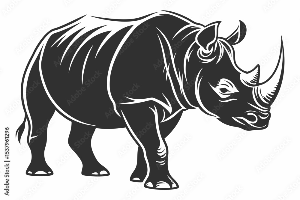 Fototapeta premium rhinoceros sihouette black vector