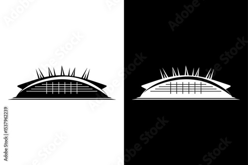 Stadium View — Black and White Transparent PNG.