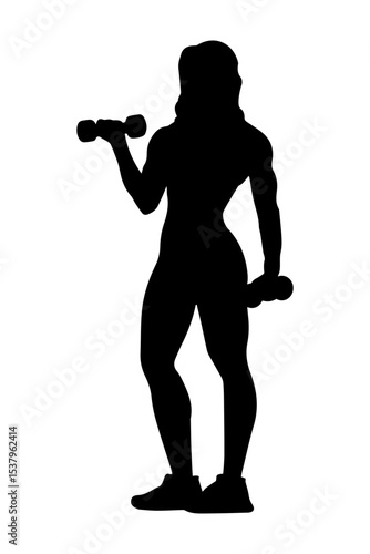 Silhouette of a woman lifting dumbbells