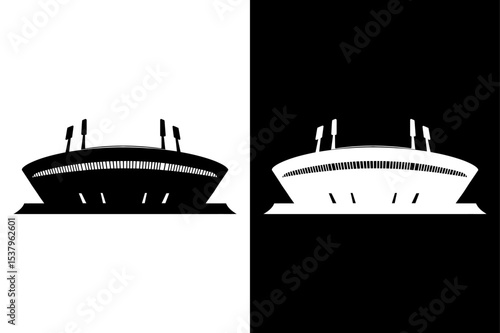 Sports Stadium Silhouette — Monochrome PNG File.