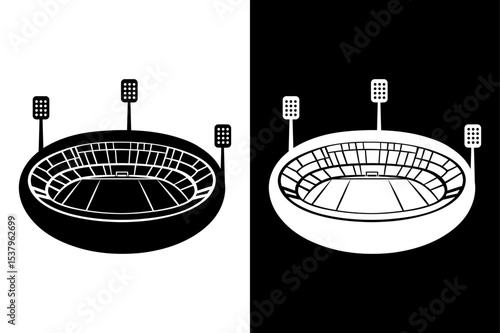 Black and White Stadium PNG — Transparent Background.