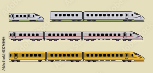 Three Modern High Speed Train Illustrations