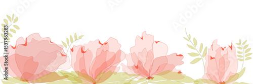 Sfondo con delicati fiori rosa in trasparenza