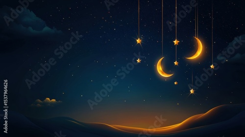 Stunning night sky filled with glimmering stars and a beautiful crescent moon creating a magical celestial experience