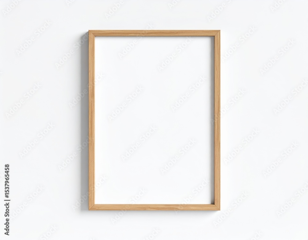 Minimalist Oak Frame Mockup on White Wall Clean and Modern Design Minimalist Oak Frame Mockup on White Wall Clean and Modern Design
