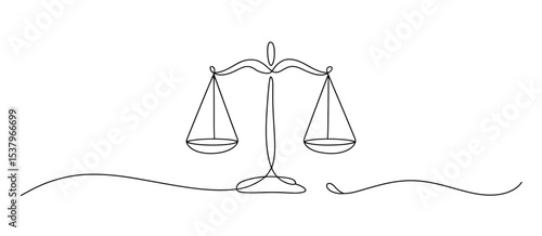 Continuous Line Drawing of Scales of Justice Symbol