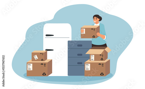 vector illustration in a flat style on the theme of moving.