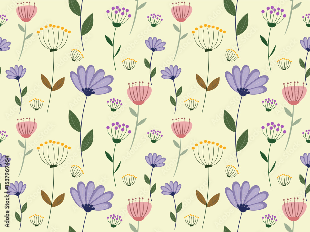 custom made wallpaper toronto digitalSeamless floral pattern with tulips and flowers for wallpaper or spring textile design, floral seamless fabric, hand drawn flowers