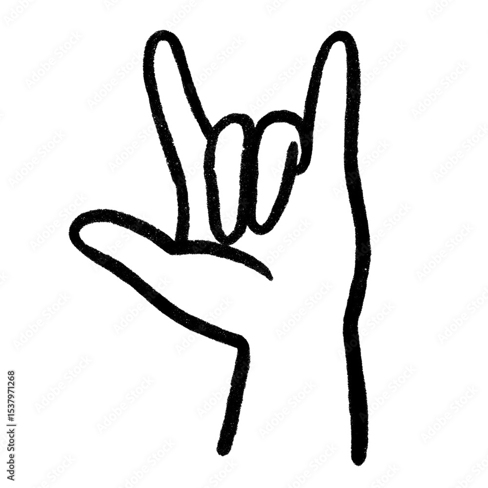 Obraz premium Set of realistic gestures, hand shapes. Lay black stroke logo graphic art design isolated on white The concept of expressing love, rock, V sign, love.