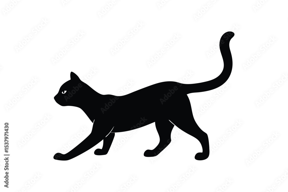 Fototapeta premium Silhouette design illustration of a cat stretching.eps