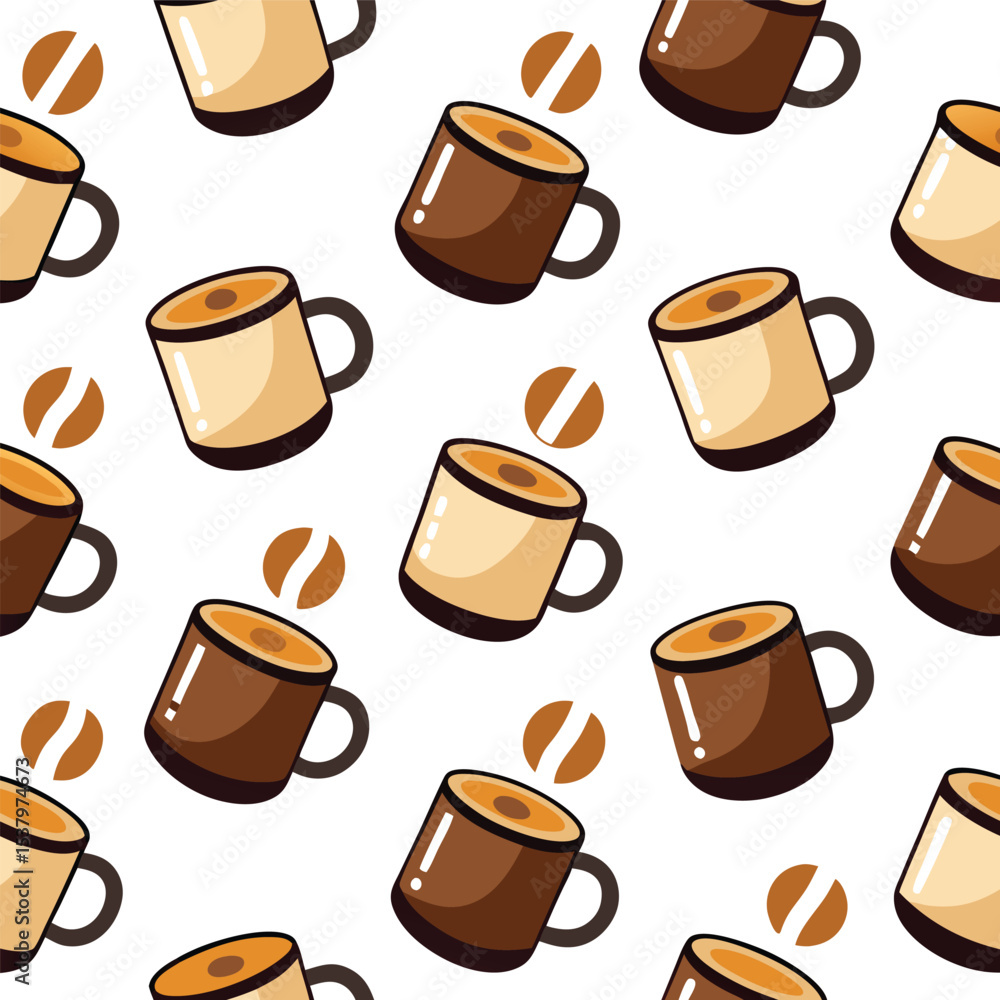 Obraz premium Coffee cups seamless pattern