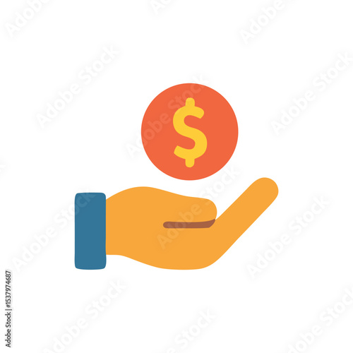 A hand reaching for a dollar coin, symbolizing financial gain or assistance.