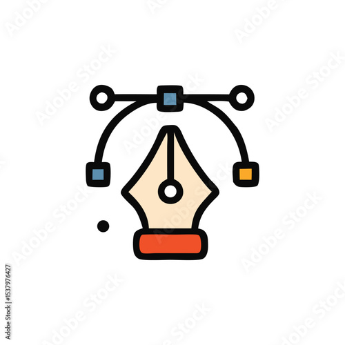 A stylized pen tool icon with adjustable control points, representing graphic design or editing software.