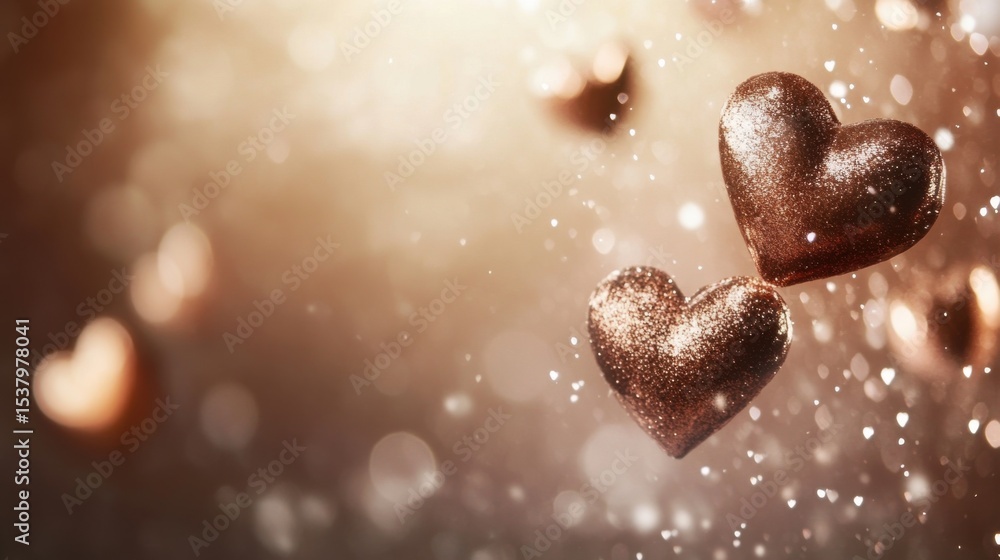 Fototapeta premium Sparkling hearts a symbol of love.