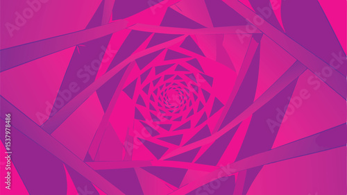 Abstract geometric tunnel with magenta and purple triangles creating a vortex effect towards the center