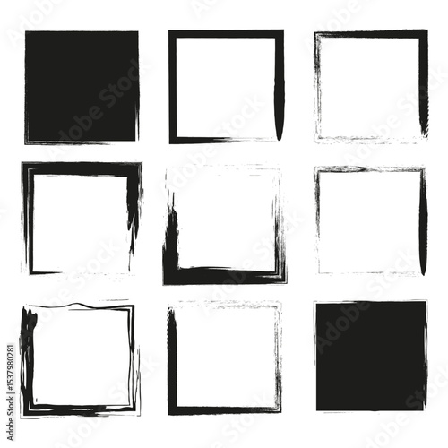 Wallpaper Mural Grunge square frames. Dirty black corners. Vector sketch pattern. Abstract block texture. Torontodigital.ca