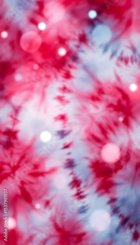 Red white and blue tiedye pattern with bokeh effect