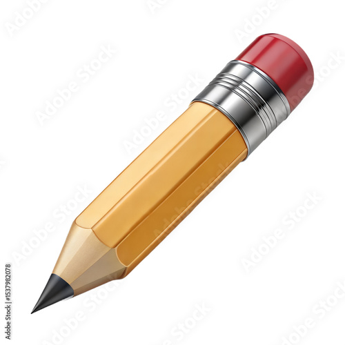 3D Pencil Icon in Glossy Material Style on White Background
